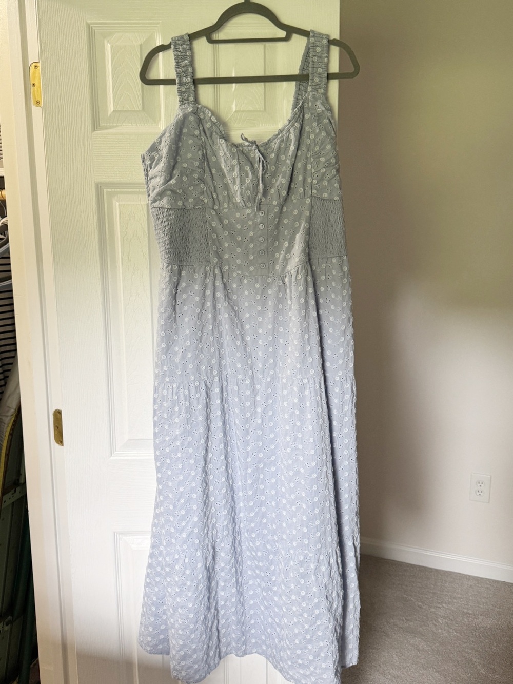 Hollister Sofia Side Smocked Eyelet Maxi Dress
